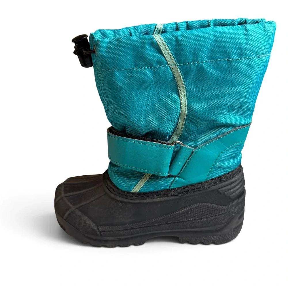 Oaki Kids Snow Boots Teal Mint Waterproof Nylon Rubber Winter Boots Size 11